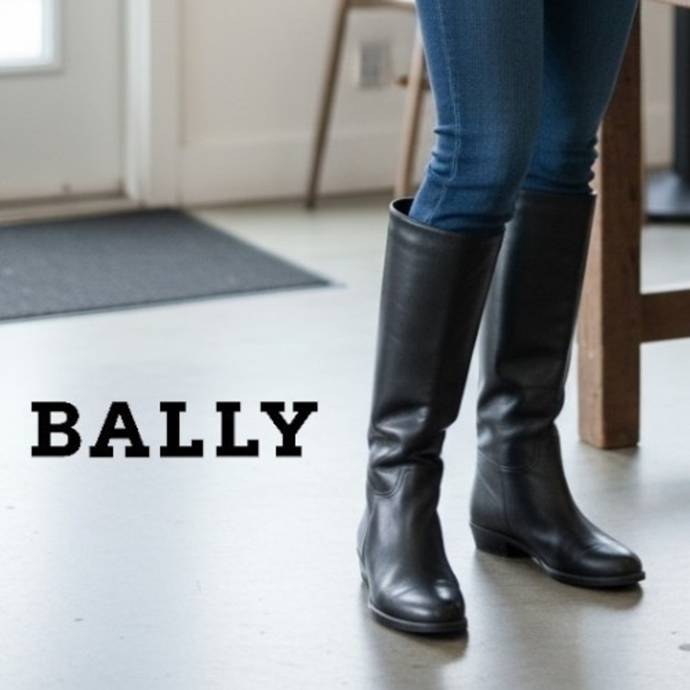 NEW! Women's Vintage BALLY Tall Black Leather Monogram Boots Size 10 US